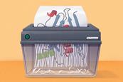 Paper shredder shredding a protein structure