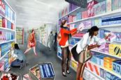 Women shopping for period products
