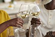 White wine toasting