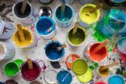 Open paint tins