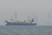 Commercial ship in the Strait of Hormuz