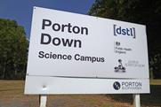A road sign for Porton Down Science Campus which also includes DSTL, Public Health England, Porton Science Park and Porton Biopharma