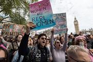 Trans-rights protesters outside the houses of parliament in London