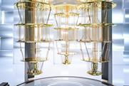 3d rendering quantum computer machine in shield capsule