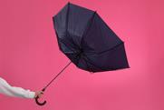 An umbrella turned inside-out