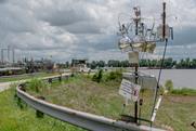 An air quality monitoring station near a chemical plant