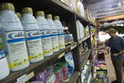 Bottles of paraquat insecticide on sale in a shop in Thailand