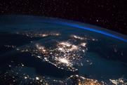 Satellite image of the UK at night