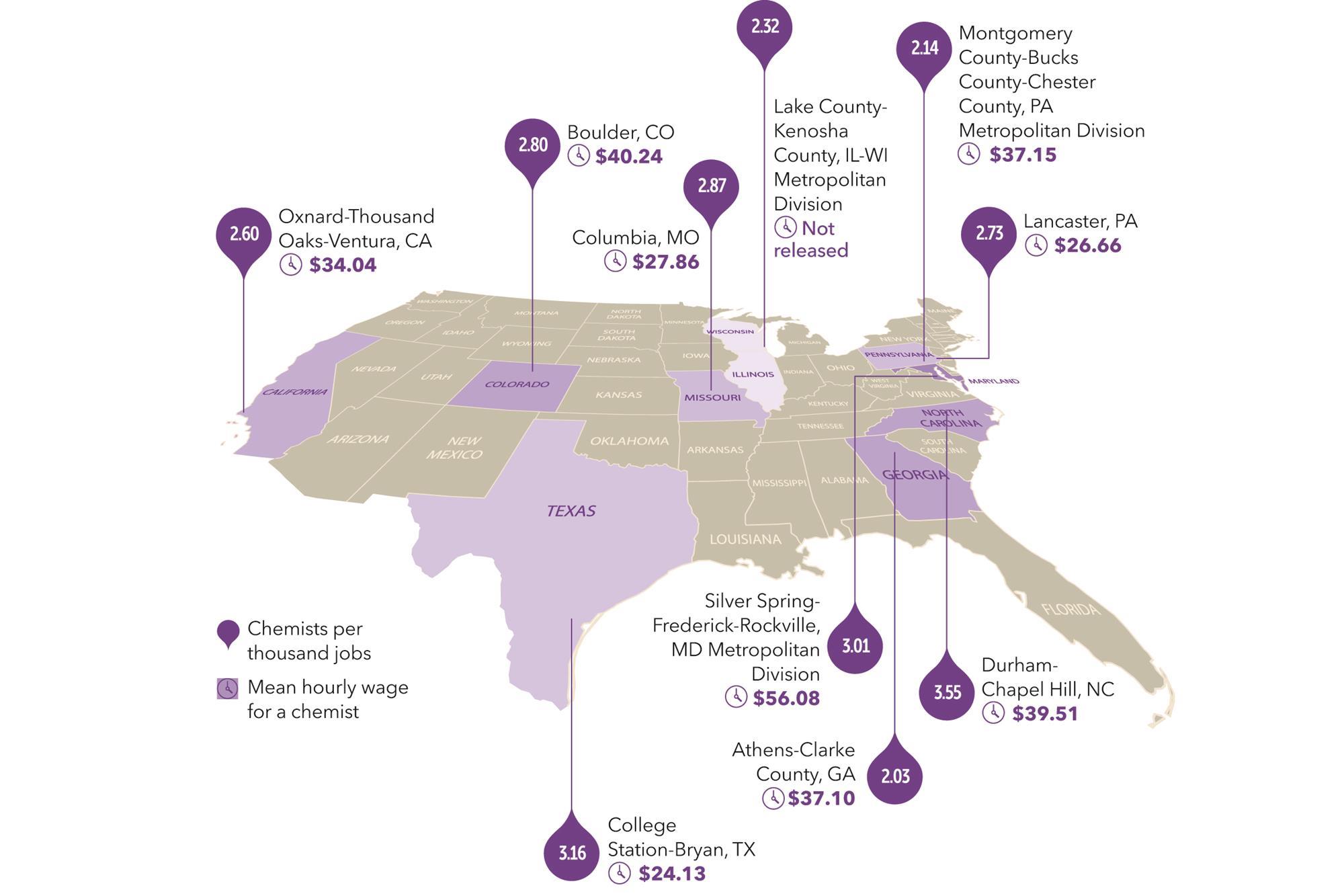 Citizens and science the US cities with the most chemists per 1000