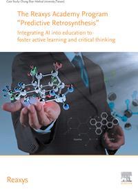 Cover of an Elsevier report showing a man holding a computer generated molecule in his hand