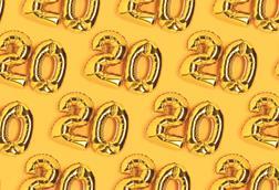 Golden foil balloons of the number 20