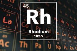 Periodic table of the elements – 45 – Rhodium