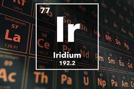 Periodic table of the elements – 77 – Iridium