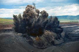 Explosion in an open coal mine