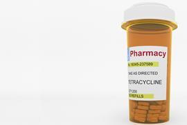 TETRACYCLINE generic drug pills in a prescription bottle