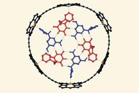 An image showing a hexapyridine H-bonded rosette bound inside a nanoring