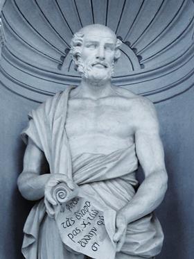 A statue of Greek philosopher Theophrastus 