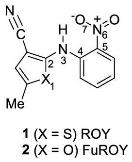 An image showing the molecular structures of ROY and FuROY