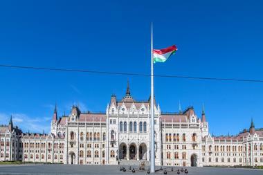 Hungarian flag and parliament