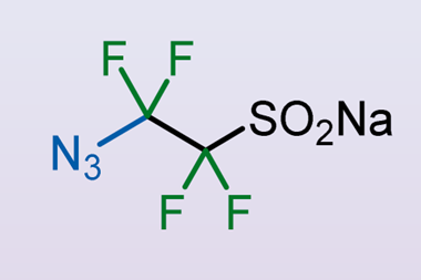 A chemical structure with an N3 and 2 Fs on the first carbon, two Fs and a S O2 Na on the second carbon.