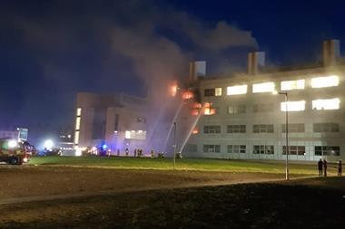 A picture showing the fire at St Andrews University