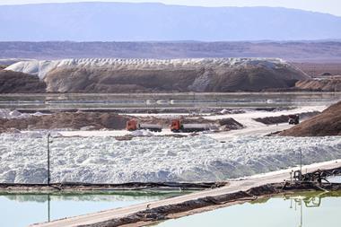 Lithium mining pits in Atacama Salt Flat