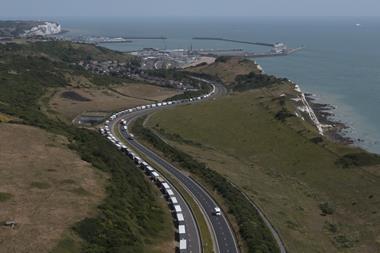 Queue of lorries in Dover