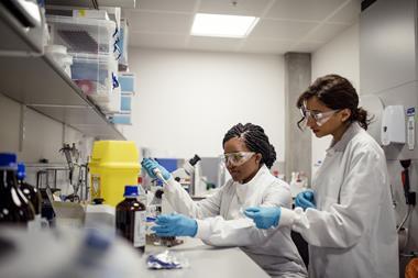 An image showing two female scientists in the lab