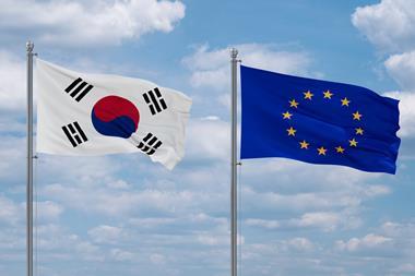 South Korea and EU flag