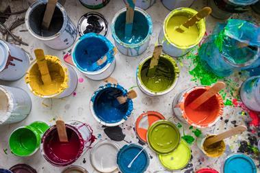 Open paint tins