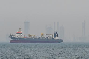 Commercial ship in the Strait of Hormuz