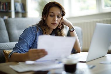 Woman looking at finances