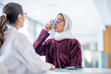 Patient with inhaler