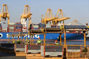 An image showing employees at the port of Jebel Ali