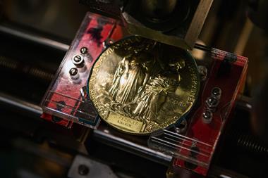 An image showing the making of a Nobel medal