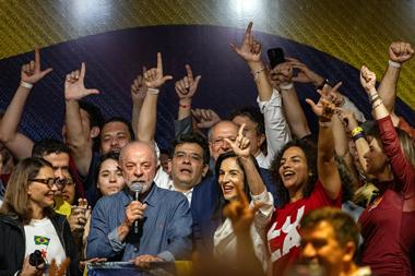 Luiz Inacio Lula da Silva winning election