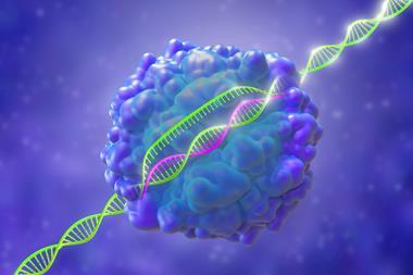 An illustration showing the CRISPR-Cas9 gene editing complex