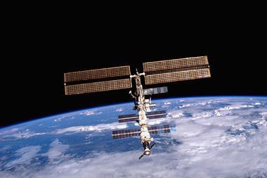 A photograph of the International Space Station