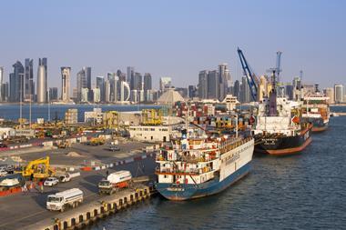 Container ships in Doha