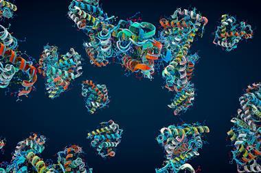 An illustration of protein molecules