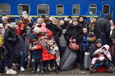 People leavng Lviv