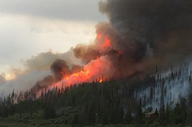 Smoke billows from the Beaver Creek Fire west of Walden, Colorado, in 2016.