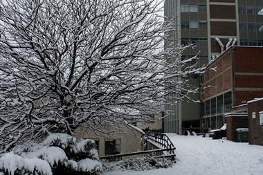 A picture of the Chemistry Department of Bangor University in Winter
