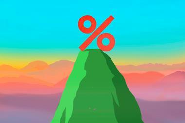 Percentage sign on mountain peak