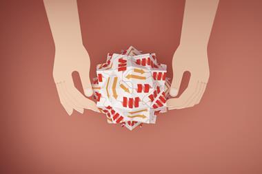 Protein folding origami concept illustration