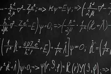 Schrodinger's equation on a blackboard