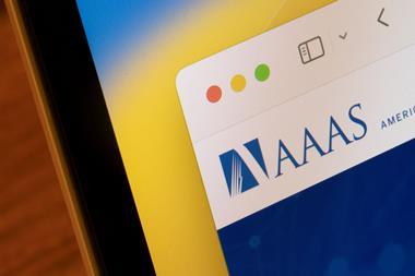 The AAAS website on a screen