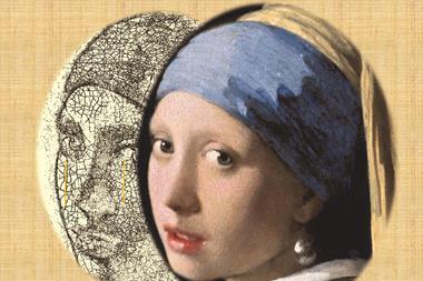 Crack cell networks on the Girl with a Pearl Earring by J. Vermeer