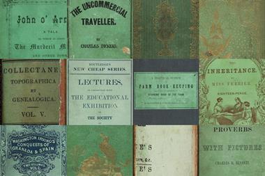 A selection of old green book covers