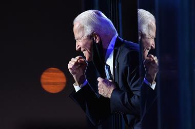 An image showing Joe Biden having won the US election